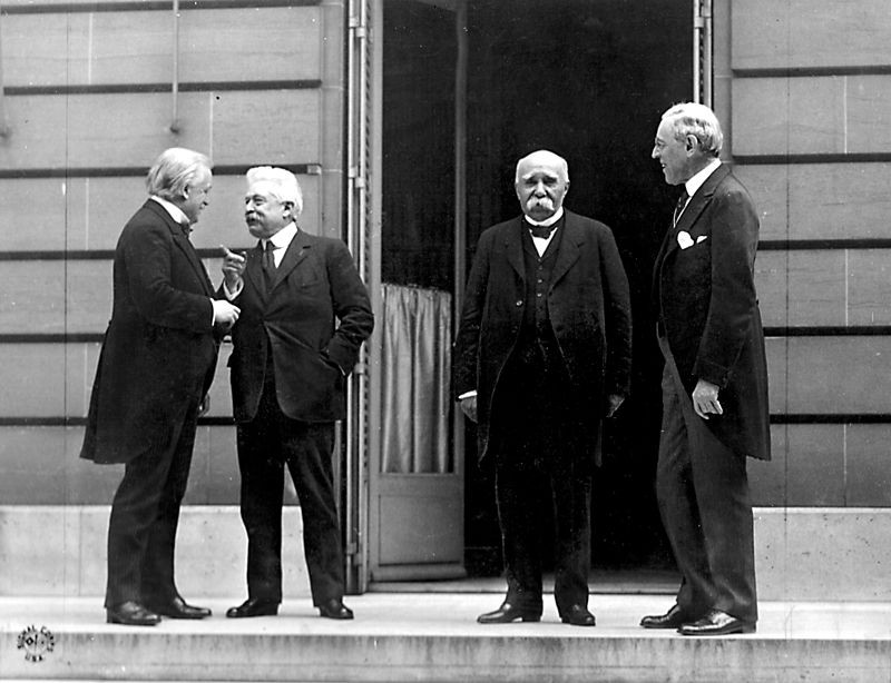 From left to right, Britain's David Lloyd George, Vittorio Emanuele Orlando of Italy, France's George Clemenceau, and Woodrow Wilson of the U.S.

&nbsp;